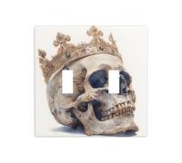 Tête de mort brisée portant une couronne double bande à bascule plaque murale décoration d'interrupteur taille standard - 11,4 x 11,4 cm