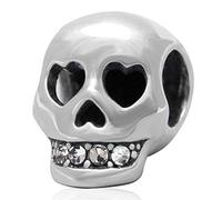 Tête de mort Charm argent sterling 925 Christian Charm Charm Pirate Halloween Charm pour bracelet Pandora blanc