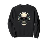 Tête de mort cool avec casque et lunettes de soleil pour DJ Sweatshirt