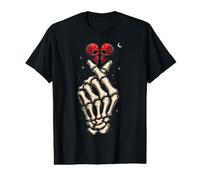 Tête de Mort cœur Squelette Main Gothique Amour Halloween Saint-Valentin T-Shirt Graphique avec Valeur