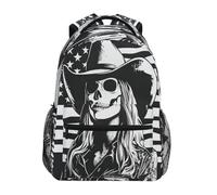 Tête De Mort De Cowgirl Drapeau Américain Sac À Dos Léger Sacs A Dos Unisexe Sacs D'École Pour Déplacements Voyage Quotidienne 29X40Cm