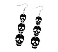 Tête de mort empilée Chauve-souris Acrylique Boucles d'oreilles Costume d'Halloween Bijoux pour femmes Design Balançant étrange Boucles d'oreilles pour femmes, taille unique, comme décrit