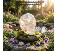 Tête de mort en cristal de 5,3 cm, sculptée à la main avec régulation d'énergie unique, pour la méditation, la relaxation, le yoga, la guérison, la décoration de la maison et du bureau (blanc)