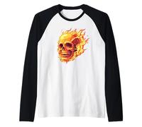 Tête de mort en feu, flamme, Rock, moderne et design ! Manche Raglan