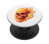 Tête de Mort en feu, Flamme, Rock, Moderne et Design ! PopSockets PopGrip Adhésif