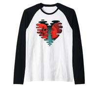 Tête de mort et femme surréalistes en forme de cœur Manche Raglan