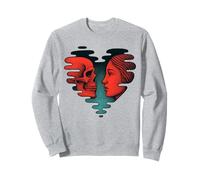 Tête de mort et femme surréalistes en forme de cœur Sweatshirt
