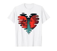 Tête de mort et femme surréalistes en forme de cœur T-Shirt