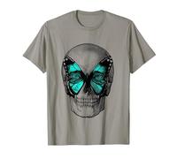Tête de Mort et Papillon T-Shirt, Homme, Ardoise, 3XL
