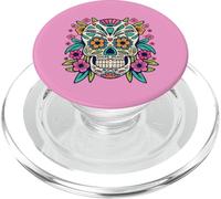 Tête de Mort Florale en Sucre Jour des Morts Dia de Los Muertos Femme Fille PopSockets PopGrip pour MagSafe