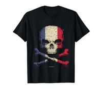 Tête de Mort France Drapeau Crossbones Crâne T-Shirt