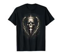 Tête de Mort Gothique Ailes Croix Sombre esthétique Ange Art T-Shirt