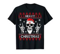Tête de mort Heavy Christmas avec bonnet de Noël T-Shirt