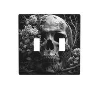 Tête de mort humaine gothique esthétique double gang plaque murale interrupteur décoration taille standard - 11,4 x 11,4 cm