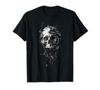 Tête de mort liquide, fluide, moderne rock fun noir et blanc T-Shirt