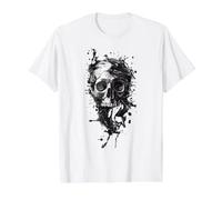 Tête de Mort Liquide, Fluide, Moderne Rock Fun Noir et Blanc T-Shirt Graphique avec Valeur, Homme, Blanc, XL