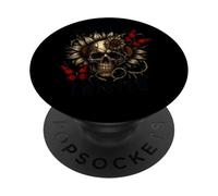 Tête de Mort Magnifiquement torsadée avec Papillons foncés PopSockets PopGrip Adhésif