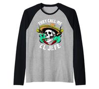 Tête de Mort Mexicaine Sombrero Call Me El Jefe Cinco de Manche Raglan