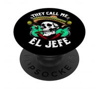 Tête de Mort Mexicaine Sombrero Call Me El Jefe Cinco de PopSockets PopGrip Adhésif