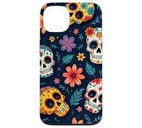 Tête de mort mexicaine sugar skull doodle Dia de los muertos Coque pour iPhone 13