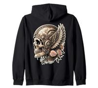Tête de Mort Motard Casque Moto Vintage Ailes Fleurs Biker Sweat à Capuche