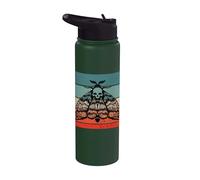 Tête de mort Moth Design Crâne en détresse Goth Moth Creepy Stainless Steel Insulated Water Bottle