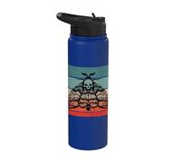 Tête de mort Moth Design Crâne en détresse Goth Moth Creepy Stainless Steel Insulated Water Bottle