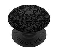 Tête de mort noire avec motif gothique gothique PopSockets PopGrip Interchangeable