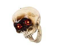Tête de mort parlante animée avec œil clignotant et mâchoire mobile Décoration d'Halloween Accessoire de fête terrifiant Œil lumineux