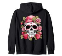 Tête de mort skull roses fraises Saint-Valentin Sweat à Capuche