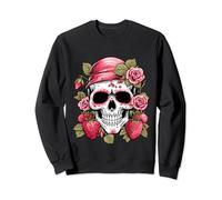 Tête de mort skull roses fraises Saint-Valentin Sweatshirt