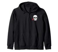 Tête de Mort Squelette Rose Rouge Halloween Gothique Graphique Sweat à Capuche