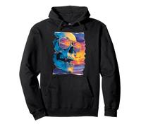 Tête de Mort Tropicale dans Lunettes de Soleil Coucher de Soleil été Gothique été Sweat à Capuche