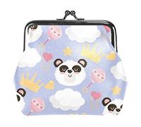 Tête de Panda Mignonne avec Motif de Couronne de hochet-01 Porte-Monnaie Portefeuilles Sacs Pochette Vintage pour Cadeau