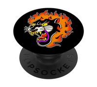 Tête de panthère en feu Black Panther Tattoo Flash Traditionnel PopSockets PopGrip Adhésif