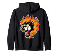 Tête de panthère en feu Black Panther Tattoo Flash Traditionnel Sweat à Capuche