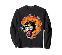 Tête de panthère en feu Black Panther Tattoo Flash Traditionnel Sweatshirt