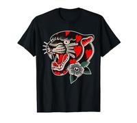 Tête de panthère en Forme de cœur Kisses - Tatouage Traditionnel T-Shirt Graphique avec Valeur
