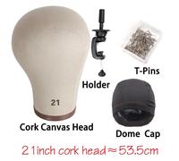 Tête De Perruque Avec Support En Toile De Liège,Mannequin,Analyste D'exécutifs,Casquette Bretonne,Épingles En T,Cadeaux - Type 21 Cork Head #B