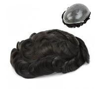 Tête de perruque pour homme - Peau pleine avec front ondulé - Prothèse de cheveux pour homme - 0,04 à 0,06 mm - Peau fine en polyuréthane - Cheveux humains durables - Unité de système de cheveux