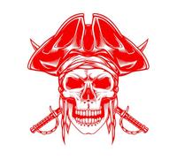 Tête de pirate squelette ancre de bandits de mer Stickers muraux en PVC 72x78.3cm Stickers pour vitres Rouge