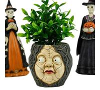 Tête de pot de fleurs en résine synthétique - Décoration pour table, terrasses, Halloween, bibliothèques, maison, bureau, rebords de fenêtre, intérieurs et balcons