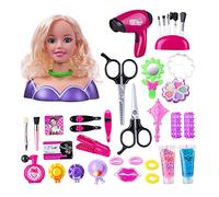 Tête de poupée cheveux blonds avec 35 accessoires colorés, tête de poupée pour coiffure,Raiponce, Jouets pour Enfants de 3 Ans et Plus par Just Play,Cadeaux d'anniversaire de Noël (B-35pcs)