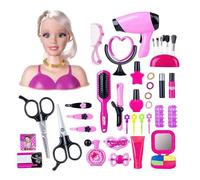Tête de Poupée de Coiffure 36 pcs Poupées de Tête de Simulation Enfants avec Sèche-cheveux Jeux d'apprentissage du Maquillage