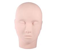 Tête De Pratique Maquillage Silicone, Doux Mannequin en Modèle Chauve Faux Cils Extension Acupuncture Massage Formation D'entraînement Souple Poupée Visage Cosmétologie Peinture Perruque Chapeau