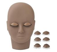 Tête de Pratique pour Extensions Cils, Modèle d'Entraînement avec 3 Coussinets de Paupières Amovibles, Outil à Double Couche pour Débutants