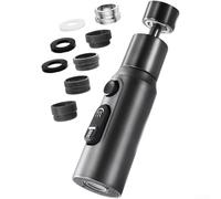 Tête de pulvérisation pour robinet de cuisine, rallonge de robinet pivotante à 360° pour évier, 3 modes de pulvérisation et aérateur anti-éclaboussures, convient pour filetage extérieur de 22 mm (gris