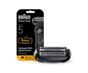Tête de rasage Braun Series 5 54 B, remplacement après 18 mois, 1 tête, noir et acier inoxydable, incluant 3 lames de rechange, compatibilité Series 5 54 B