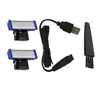Tête de rasoir de rechange avec chargeur et brosse pour rasoir électrique Solo - Câble de données USB - Micro Touch - Ligne de charge de remplacement (2 têtes de rasoir, cordon et brosse)