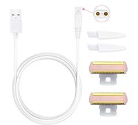 Tête de rasoir électrique de rechange et tondeuse pour femme avec câble de chargement USB compatible avec le corps Finishing Touch Flawless Rechargeable avec 2 brosses de nettoyage